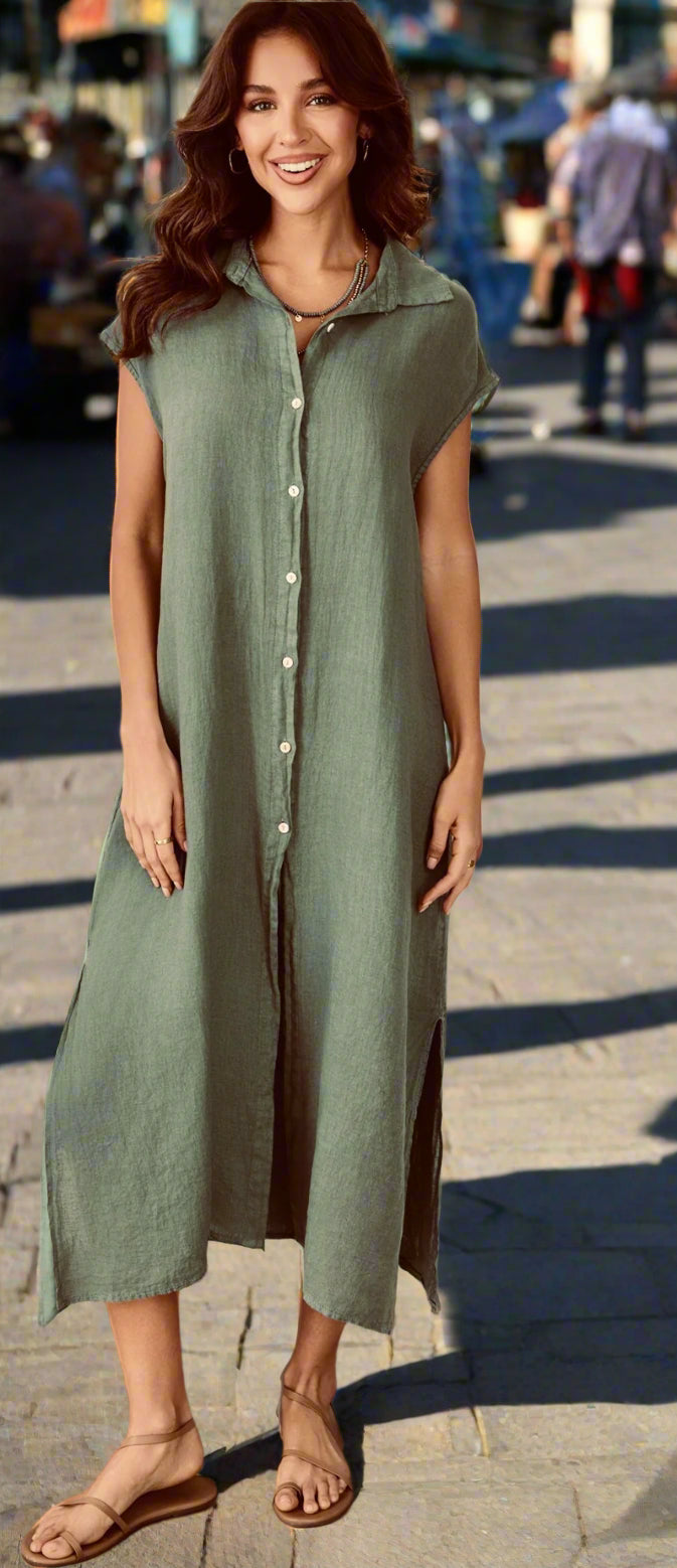 The Linen Shirt Dress – Halyn Clothing