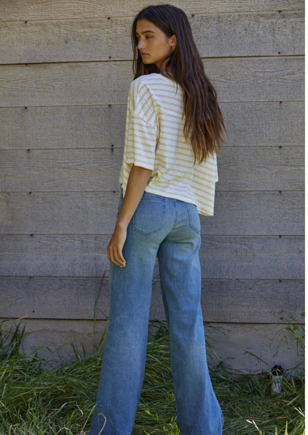 The Yellow Stripe Crop Tee