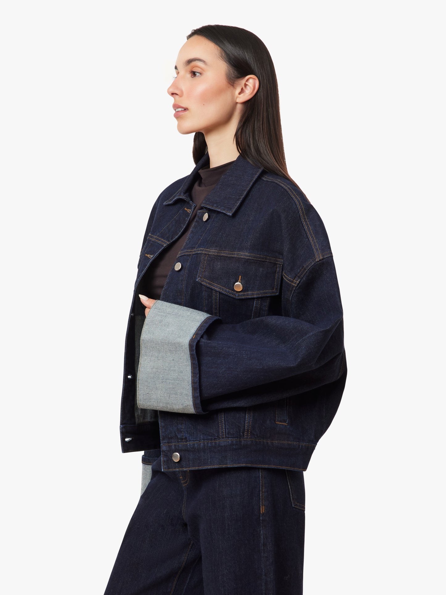 Cuffed Denim Trucker Jacket