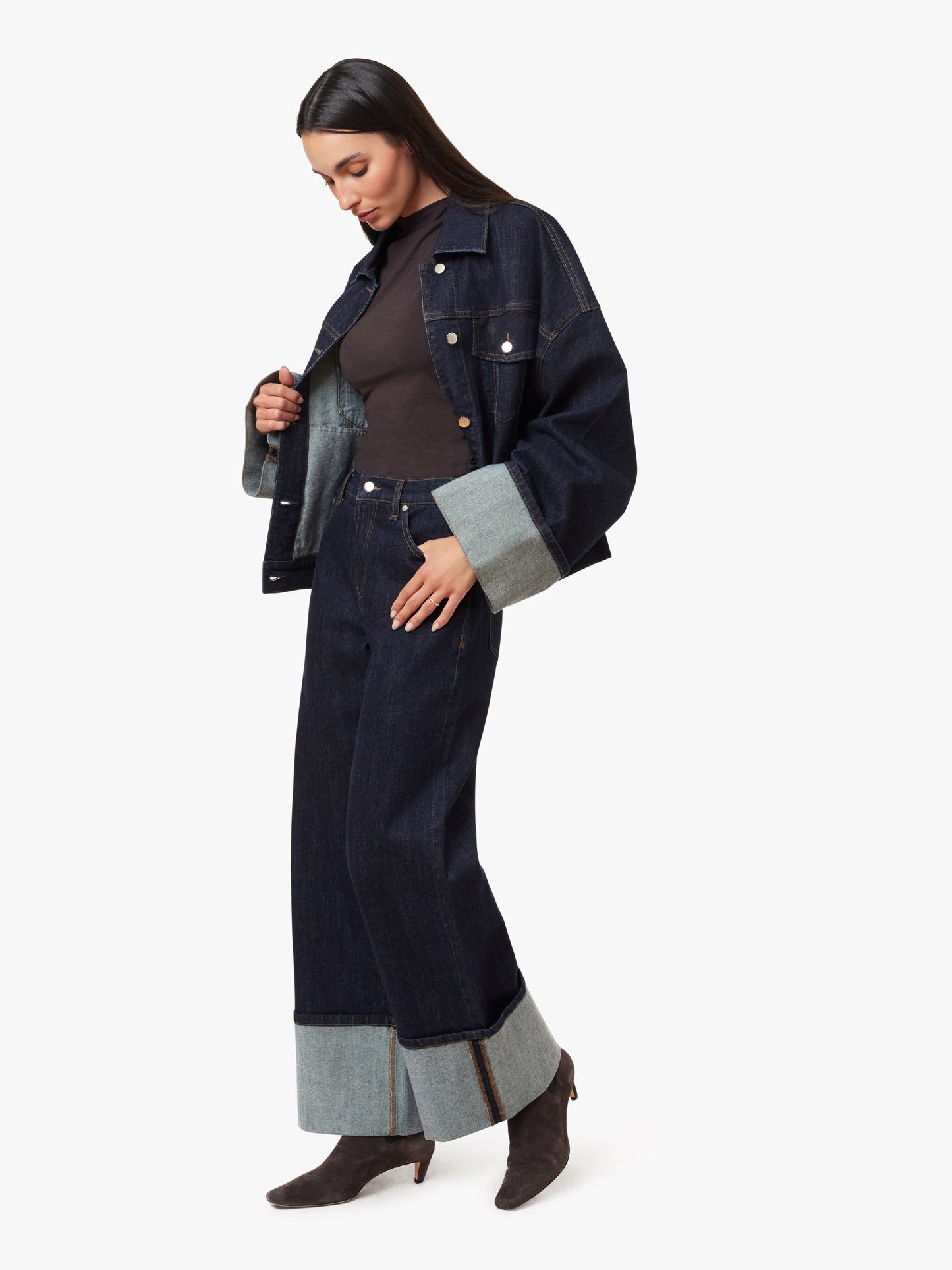 Cuffed Straight Cropped Jean