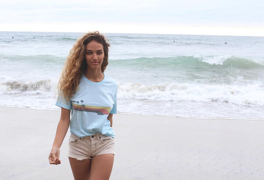 ORANGE PALMS TEE BLUE