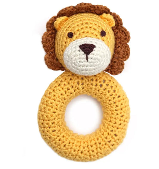 Lion Ring Hand Crocheted Rattle
